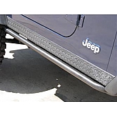 N-Fab Rocker Panel Guard - Black Round Tube Textured Powder Coated Steel Single - J042RKRUS2