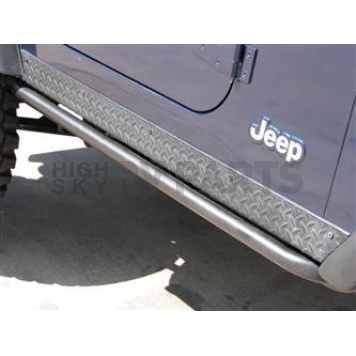 N-Fab Rocker Panel Guard - Black Round Tube Textured Powder Coated Steel Single - J042RKRUS2