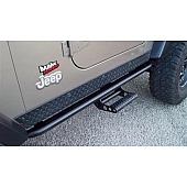 N-Fab Rocker Panel Guard - Black Round Tube Textured Powder Coated Steel Single - J972RKRS2