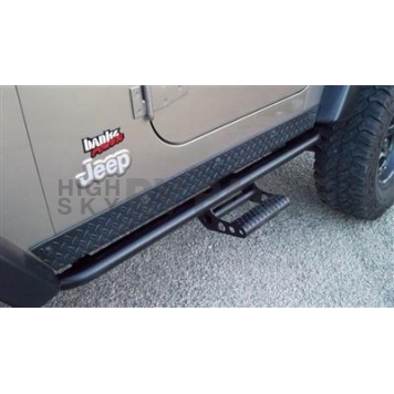 N-Fab Rocker Panel Guard - Black Round Tube Textured Powder Coated Steel Single - J972RKRS2