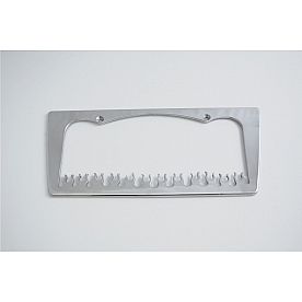 All Sales License Plate Frame - Tapered Edge Flames Aluminum Silver - 84215