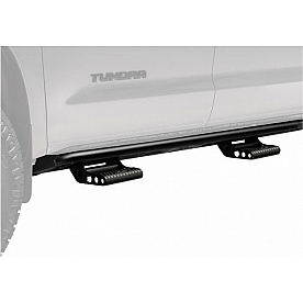 N-Fab Rocker Panel Guard - Black Round Tube Textured Powder Coated Steel Single - 194RKRCCS4