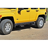 N-Fab Rocker Panel Guard - Black Round Tube Textured Powder Coated Steel Single - H044RKR