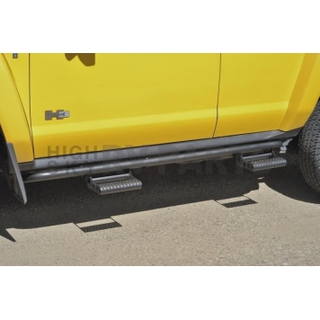 N-Fab Rocker Panel Guard - Black Round Tube Textured Powder Coated Steel Single - H044RKR-1