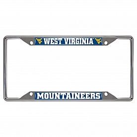 Fan Mat License Plate Frame - University Of West Virginia Logo Metal - 14943