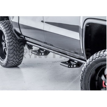N-Fab Rocker Panel Guard - Black Round Tube Powder Coated Steel Single - IN974RKRS4-1