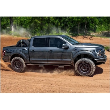 N-Fab Rocker Panel Guard - Black Round Tube Powder Coated Steel Single - IN974RKRS4-2