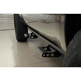 N-Fab Rocker Panel Guard - Black Round Tube Textured Powder Coated Steel Single - F174RKRCCS