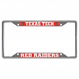 Fan Mat License Plate Frame - University Of Texas Tech Logo Metal - 14898