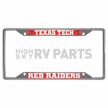 Fan Mat License Plate Frame - University Of Texas Tech Logo Metal - 14898