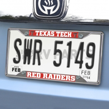 Fan Mat License Plate Frame - University Of Texas Tech Logo Metal - 14898-1