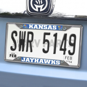 Fan Mat License Plate Frame - University Of Kansas Logo Metal - 14907-1