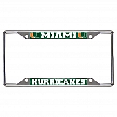 Fan Mat License Plate Frame - University Of Miami Logo Metal - 14913