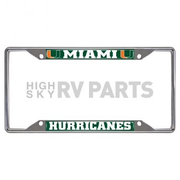 Fan Mat License Plate Frame - University Of Miami Logo Metal - 14913