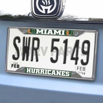 Fan Mat License Plate Frame - University Of Miami Logo Metal - 14913-1