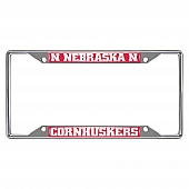 Fan Mat License Plate Frame - University Of Nebraska Logo Metal - 14919