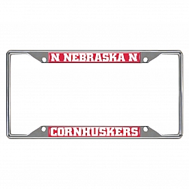 Fan Mat License Plate Frame - University Of Nebraska Logo Metal - 14919