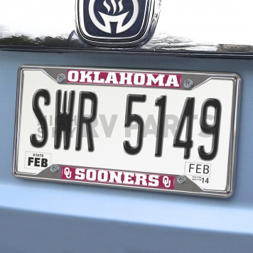 Fan Mat License Plate Frame - University Of Oklahoma Logo Metal - 14922-1
