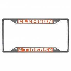 Fan Mat License Plate Frame - University Of Clemson Logo Metal - 14850