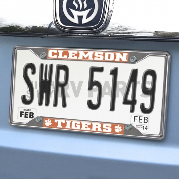 Fan Mat License Plate Frame - University Of Clemson Logo Metal - 14850-1
