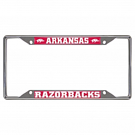 Fan Mat License Plate Frame - University Of Arkansas Logo Metal - 14808