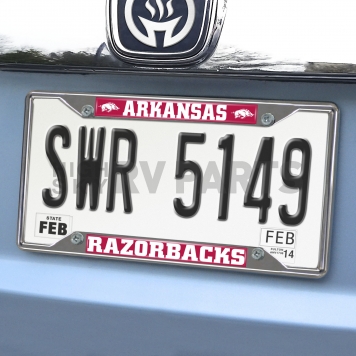 Fan Mat License Plate Frame - University Of Arkansas Logo Metal - 14808-1
