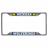 Fan Mat License Plate Frame - University Of Michigan Logo Metal - 14823
