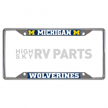 Fan Mat License Plate Frame - University Of Michigan Logo Metal - 14823