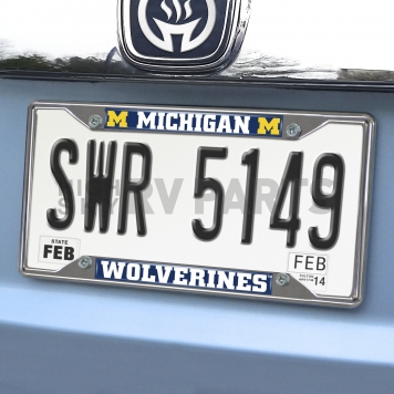 Fan Mat License Plate Frame - University Of Michigan Logo Metal - 14823-1