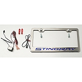 American Car Craft License Plate Frame - Stingray Lettering Stainless Steel - 052032BLK