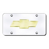 Automotive Gold License Plate - Chevy New Logo Stainless Steel - CHV2GC