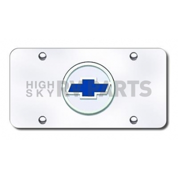 Automotive Gold License Plate - Chevy Logo With Blue Fill Stainless Steel - CHVLCC