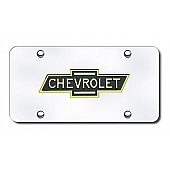 Automotive Gold License Plate - All Chevy Logo Stainless Steel - CHVLPGC