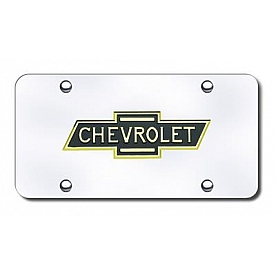 Automotive Gold License Plate - All Chevy Logo Stainless Steel - CHVLPGC