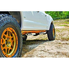 N-Fab Rocker Panel Guard - Black Round Tube Textured Powder Coated Steel Single - F154RKRCCS