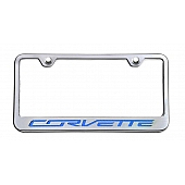 American Car Craft License Plate Frame - Corvette Lettering Stainless Steel - 052033PUR