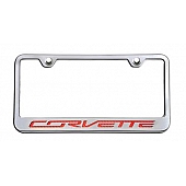 American Car Craft License Plate Frame - Corvette Lettering Stainless Steel - 052033RD