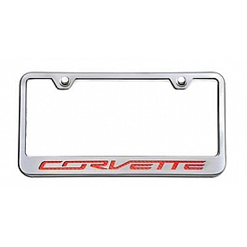 American Car Craft License Plate Frame - Corvette Lettering Stainless Steel - 052033RD