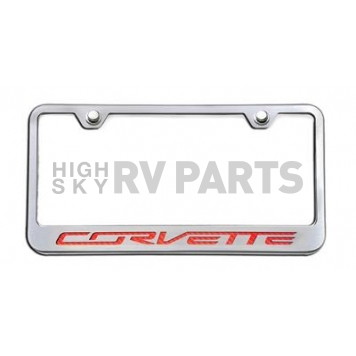 American Car Craft License Plate Frame - Corvette Lettering Stainless Steel - 052033RD
