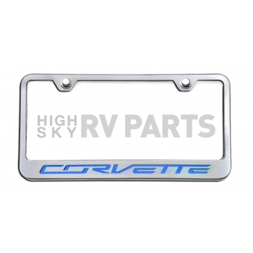 American Car Craft License Plate Frame - Corvette Lettering Stainless Steel - 052033RDL