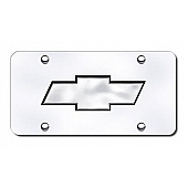 Automotive Gold License Plate - Chevy New Logo With Black Fill Stainless Steel - CHV2BCC