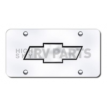 Automotive Gold License Plate - Chevy New Logo With Black Fill Stainless Steel - CHV2BCC