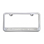 American Car Craft License Plate Frame - Corvette Lettering Stainless Steel - 052033WHT