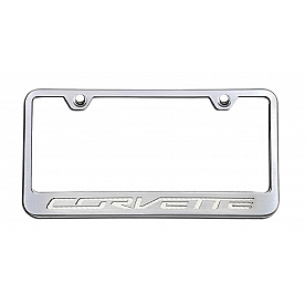American Car Craft License Plate Frame - Corvette Lettering Stainless Steel - 052033WHT
