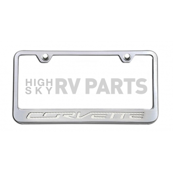 American Car Craft License Plate Frame - Corvette Lettering Stainless Steel - 052033WHT
