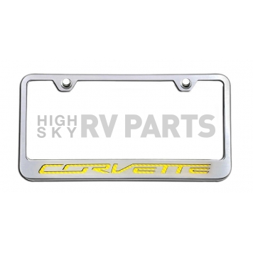 American Car Craft License Plate Frame - Corvette Lettering Stainless Steel - 052033YLW