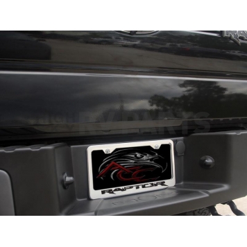 American Car Craft License Plate Frame - Standard Design With Raptor Letter Stainless Steel - 772017-1