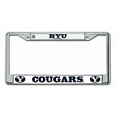 POWERDECAL License Plate Frame - BYU Cougars Name And Oval Y Logo Zinc - FC510202