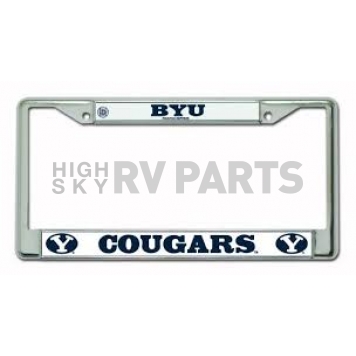 POWERDECAL License Plate Frame - BYU Cougars Name And Oval Y Logo Zinc - FC510202