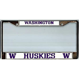 POWERDECAL License Plate Frame - Washington Huskies Logo Zinc - FC490202